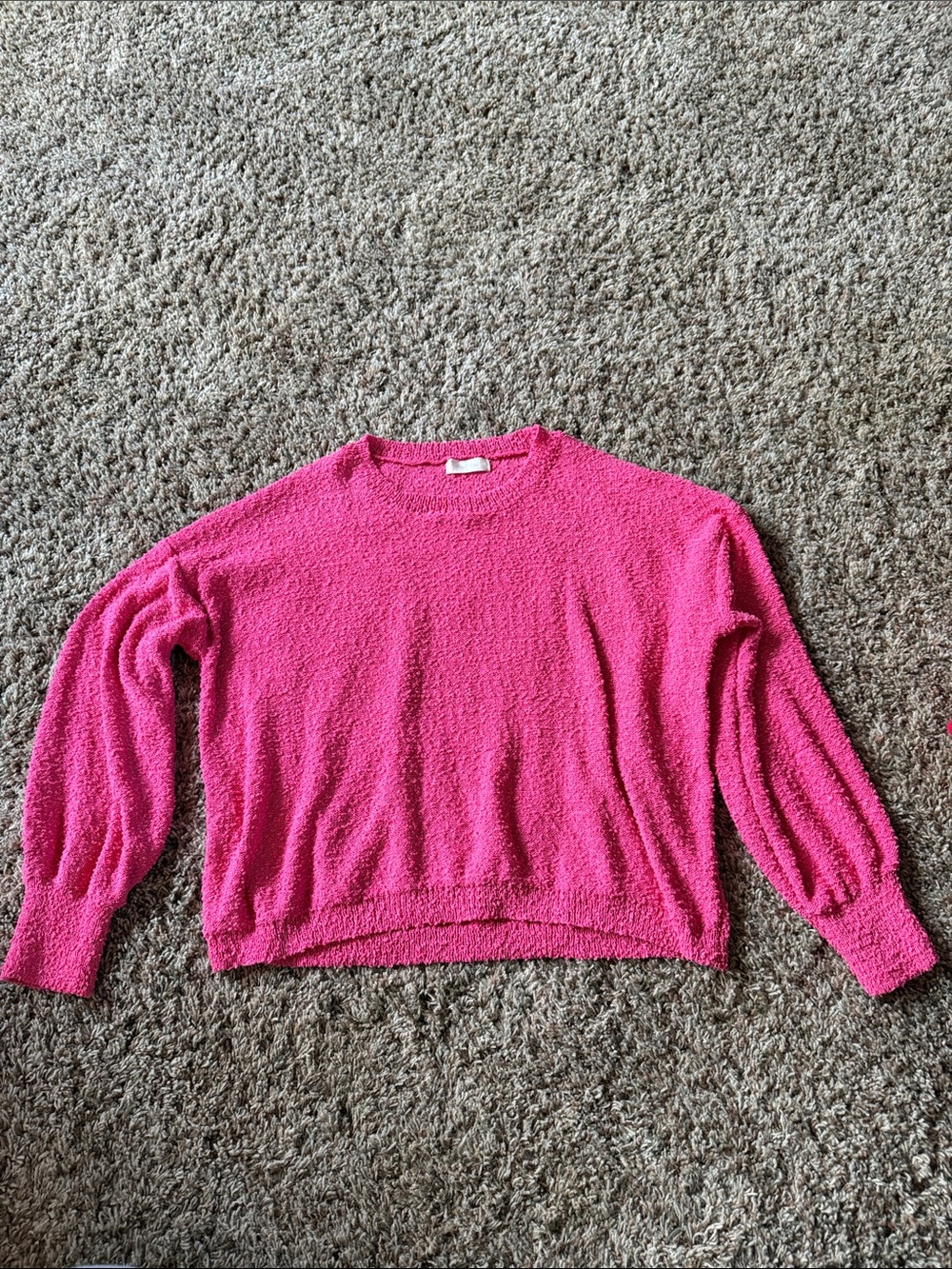 Altar'd State Bright Pink Textured Crewneck Sweater